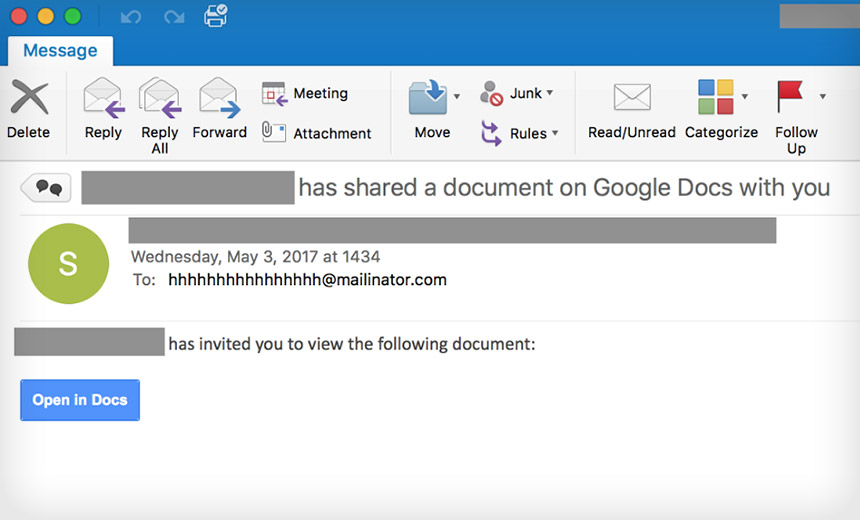 Attackers Unleash OAuth Worm via 'Google Docs' App