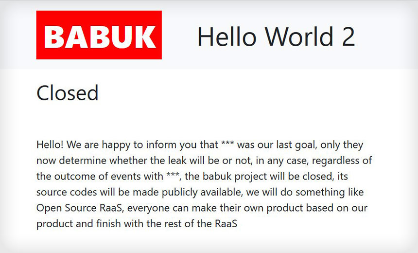 Babuk to Close Ransomware Operation After DC Police Attack