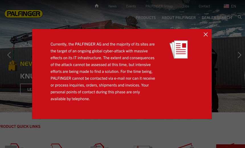 Cyber Incident Knocks Construction Firm Palfinger Offline