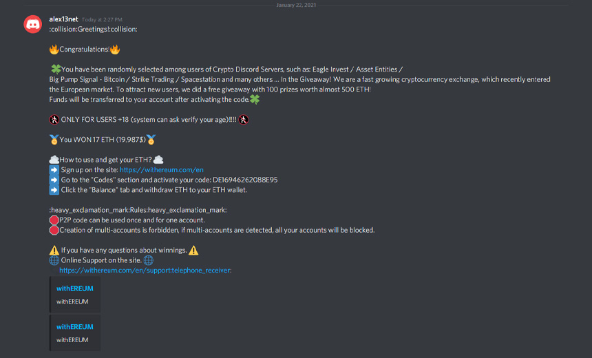 Discord Users in Cryptocurrency Scam
