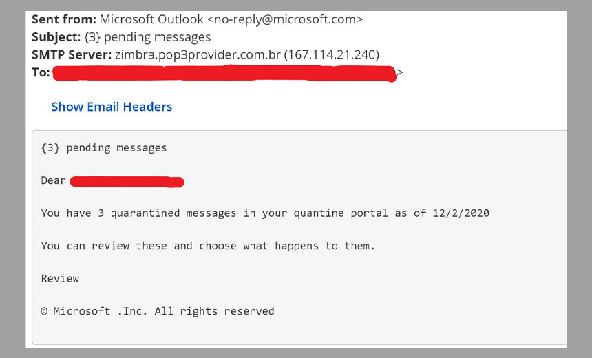 Microsoft Phishing Email Example