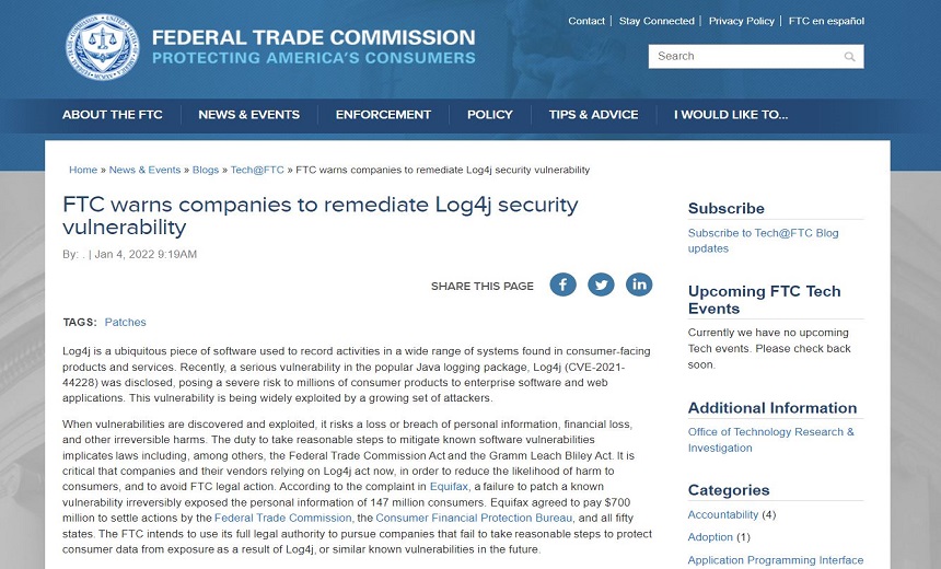 FTC Threatens Action Against Orgs Failing to Mitigate Log4j
