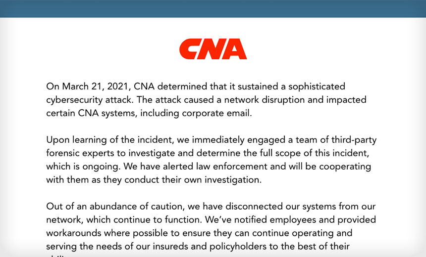 Insurer CNA Disconnects Systems After 'Cybersecurity Attack'
