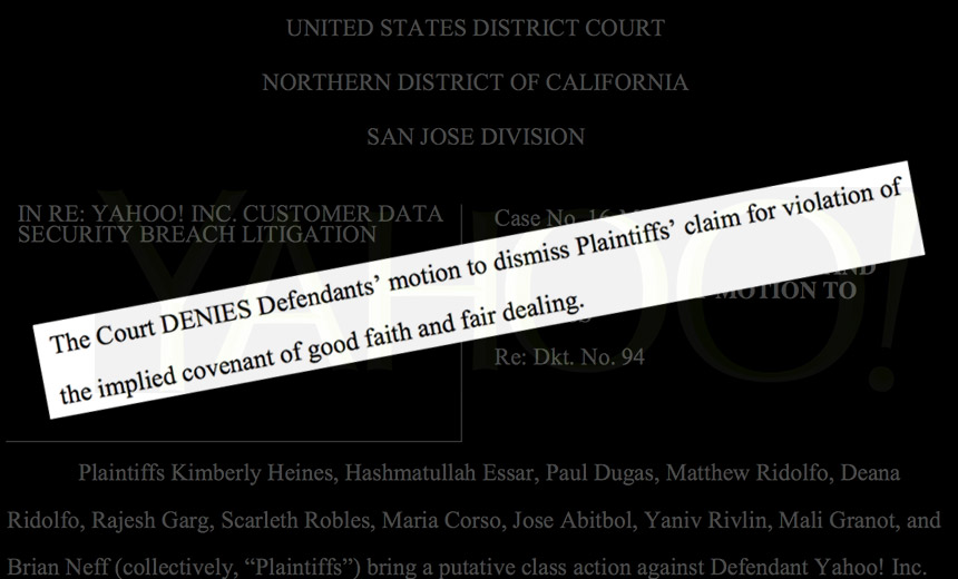 Judge Nixes Bid to Quash Suit Filed by Yahoo Breach Victims