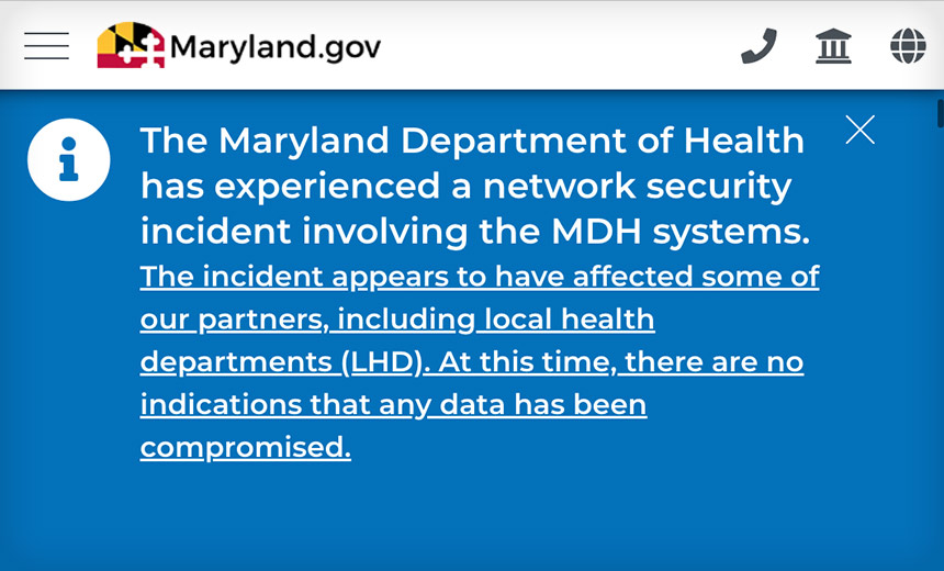 Maryland Health Dept. Systems Still Affected by Incident