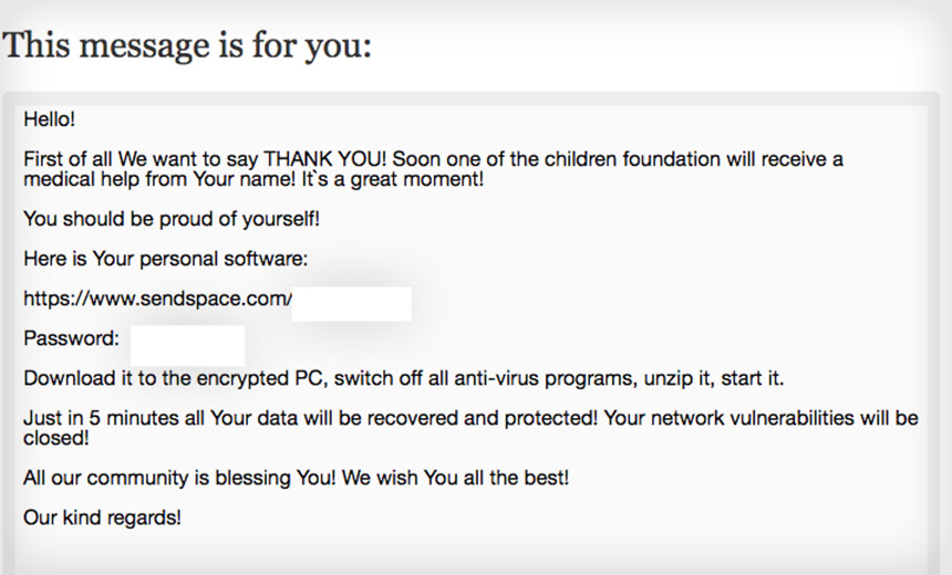 Ransomware Claims to Fund Child Cancer Treatments