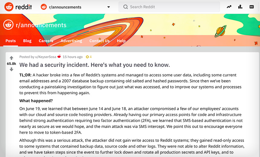 Reddit Says Attackers Bypassed SMS-Based Authentication