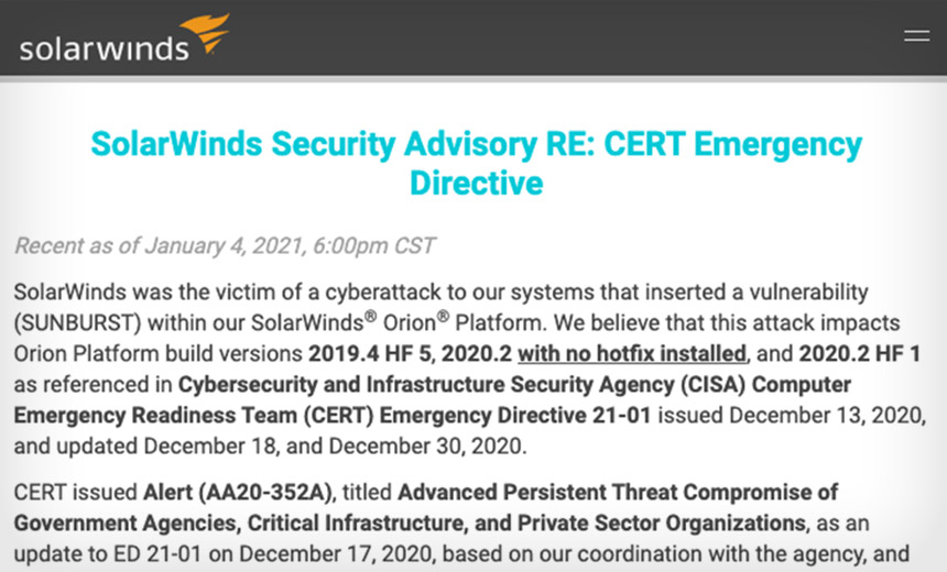 Severe SolarWinds Hacking: 250 Organizations Affected?