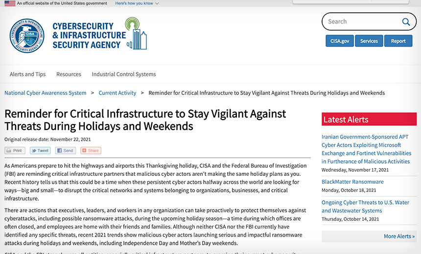US Cybersecurity Alert: Hackers Won't Respect Thanksgiving